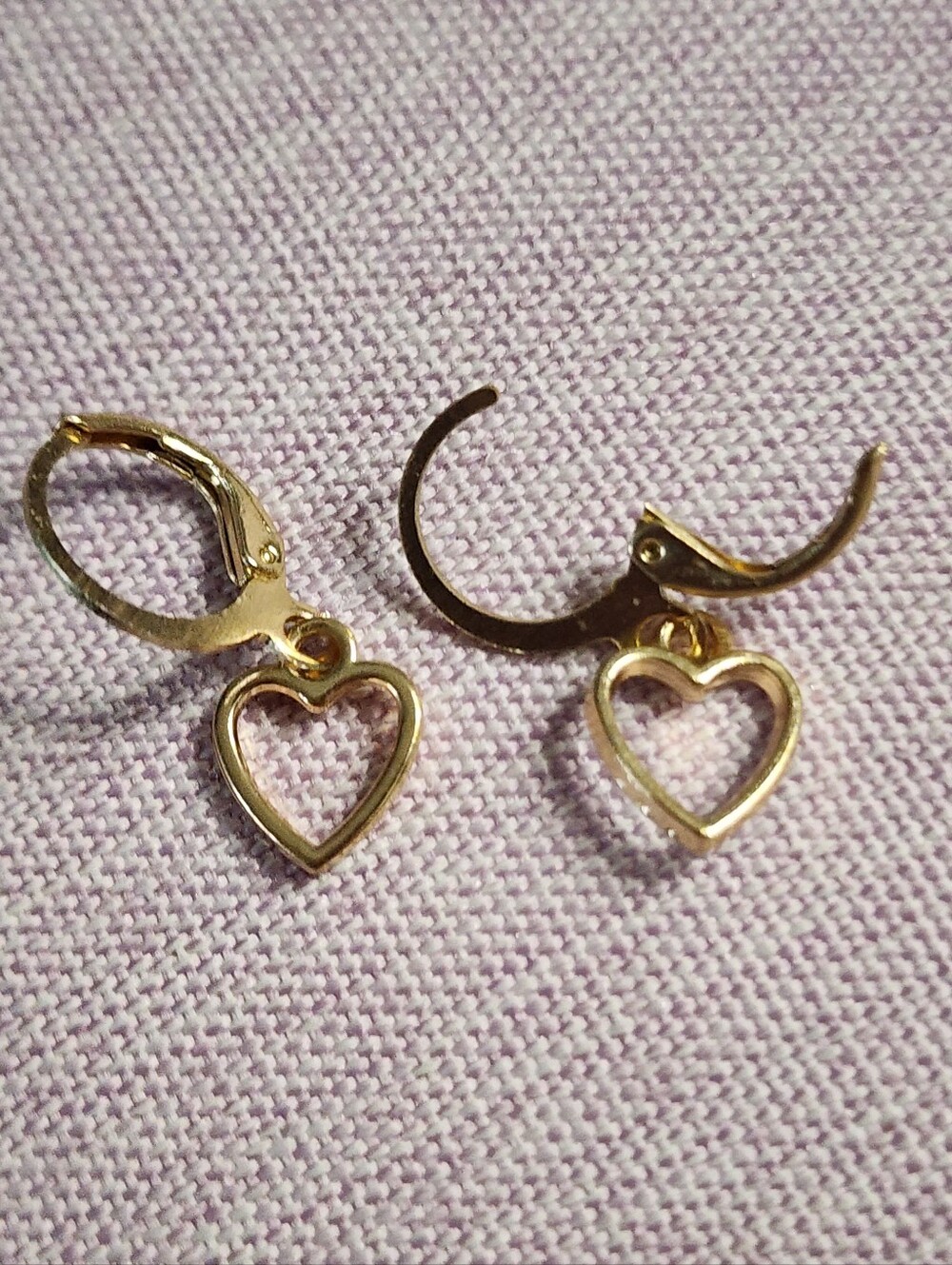 Goldtone Heart Dangle Hoop Earrings